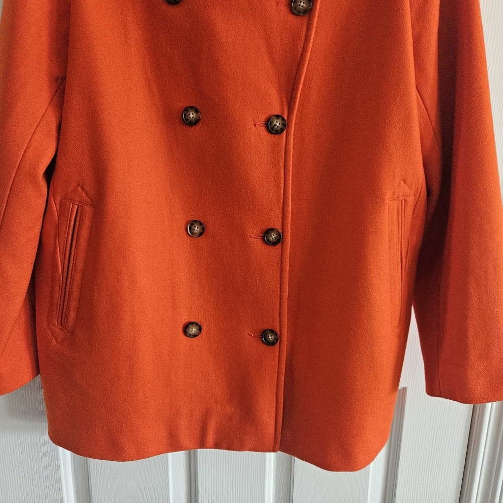 NWOT Lands End Insulated Double Breasted Wool Coat - Picture 3 of 13
